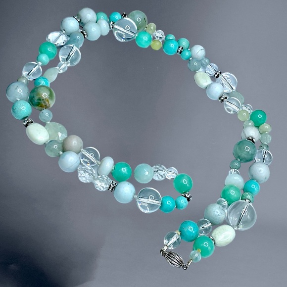 🌺Vintage Sterling, Turquoise, Amazonite, Chrysoprase + Necklace - Picture 8 of 15